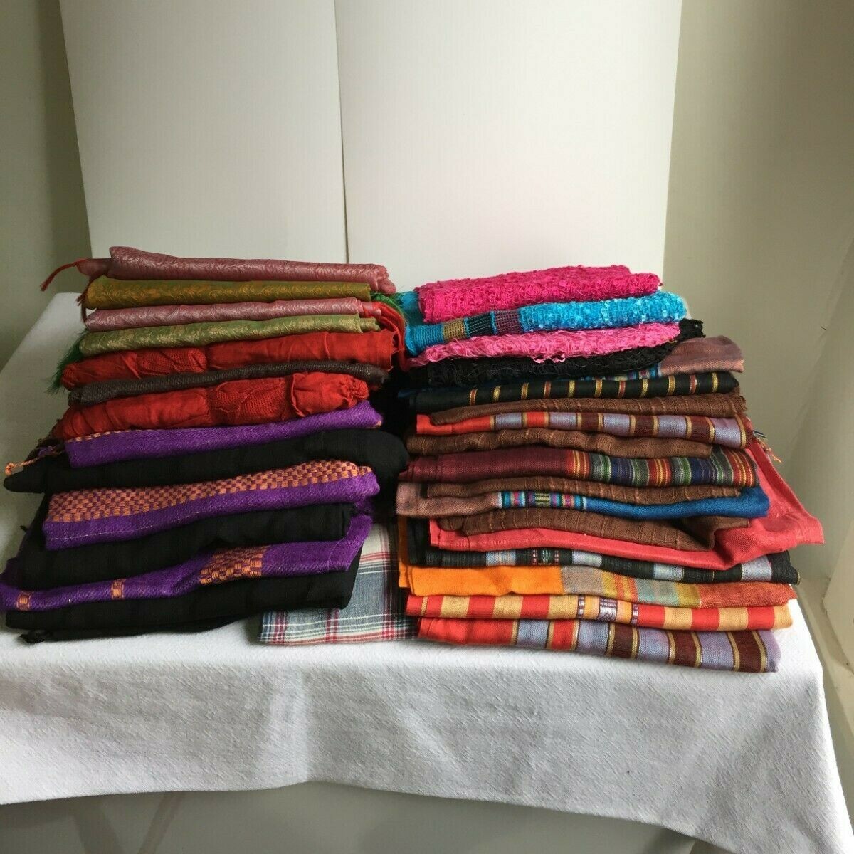 Authetic Indian scarves lot of 30+ varying colors and material