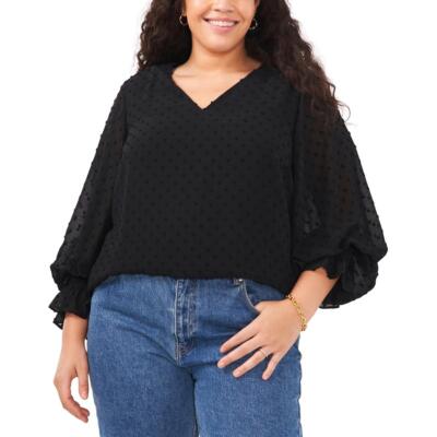 Женская блузка с V-образным вырезом и застежкой-молнией Vince Camuto Plus BHFO 4597