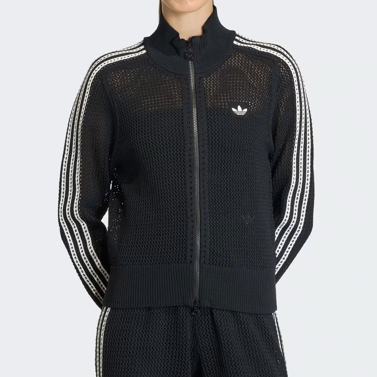 Adidas Originals Womens FIREBIRD CROCHET TRACKTOP JACKET KC6497 Black ASIAN FIT