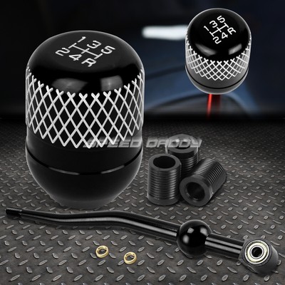 КОРОТКИЙ ПЕРЕКЛЮЧАТЕЛЬ ПЕРЕДАЧ ИЗ ЧЕРНОГО АЛЮМИНИЯ С ДВОЙНЫМ ИЗГИБОМ + ЧЕРНАЯ 5-СТУПЕНЧАТАЯ РУЧКА С СЕТКОЙ ДЛЯ EK/ EJ/ EG/DC