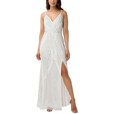 Женское белое длинное вечернее платье на бретельках Adrianna Papell 2 BHFO 5080