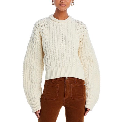 RE/DONE Womens Crochet Creweck Winter Pullover Sweater Sweater BHFO 0452
