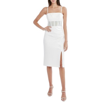 BCBGMAXAZRIA Женское белое вечернее платье миди без рукавов Illusion 10 BHFO 5912