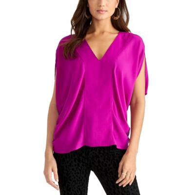 

Rachel Rachel Roy Женская блузка Rima Purple с v-образным вырезом и спецодеждой  BHFO 5366, Plum passion