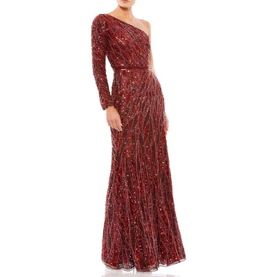 Женское красное вечернее платье Mac Duggal с блестками на одно плечо, 4 BHFO 4940