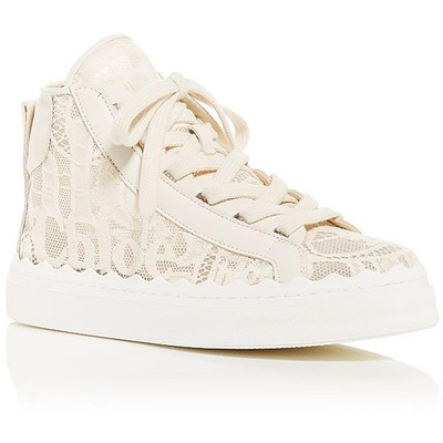 

Chloe Womens Lauren Lace High Top Casual and Fashion Sneakers Shoes BHFO 4517, Mild beige, Lauren