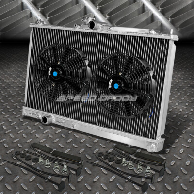 2-РЯДНЫЙ АЛЮМИНИЕВЫЙ РАДИАТОР + 2X12 ВЕНТИЛЯТОРОВ ЧЕРНОГО ЦВЕТА ДЛЯ 03-08 MITSUBISHI EVO 7/8/9 EVOLUTION