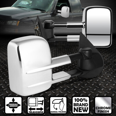 ДЛЯ 97-04 F150/-99 F250 ОБЛЕГЧЕННАЯ ХРОМИРОВАННАЯ ПАРА БОКОВЫХ ЗЕРКАЛ С ВЫДВИЖНЫМ РЫЧАГОМ ДЛЯ БУКСИРОВКИ