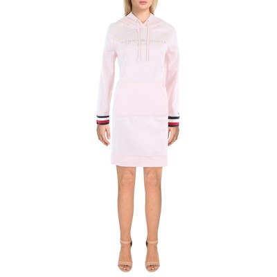 

Tommy Hilfiger Женское розовое повседневное мини-платье-толстовка с капюшоном  BHFO 4277, Розовый