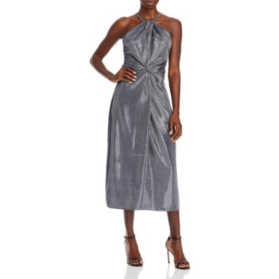 Ramy Brook Womens Dina Metallic Halter Midi Cocktail and Party Dress BHFO 5730