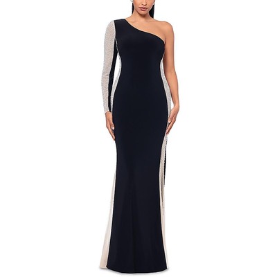 Aqua Womens Black Embellished One Shoulder Formal Evening Dress Gown 6 BHFO 1988