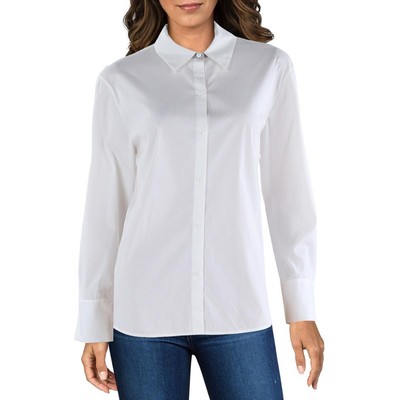 Женская белая хлопковая блузка на пуговицах Lafayette 148 New York, XL BHFO 6994