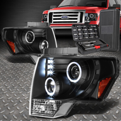 ДЛЯ 09-14 FORD F-150 LED HALO ЧЕРНЫЙ ЯНТАРНЫЙ УГЛОВОЙ ПРОЕКТОР ФАР + НАБОР ИНСТРУМЕНТОВ