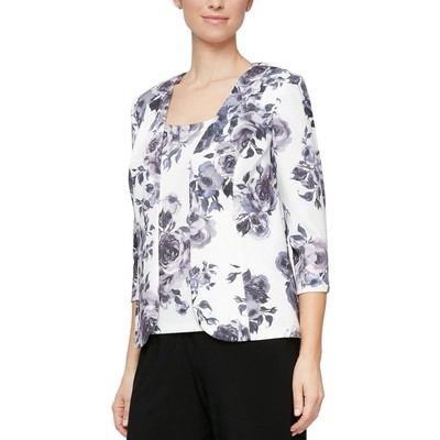 

Женский пиджак с рукавом 3/4 Alex Evenings с цветочным принтом Petites BHFO 1119, Ivory multi, 8260322