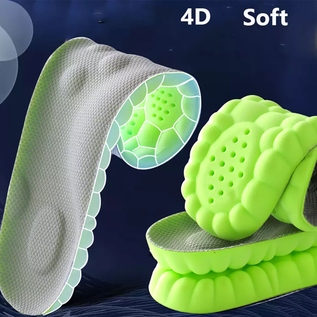 Insoles Orthopedic Supersoft For Sports Shoes 4D Inserts Feet Shock Absorption