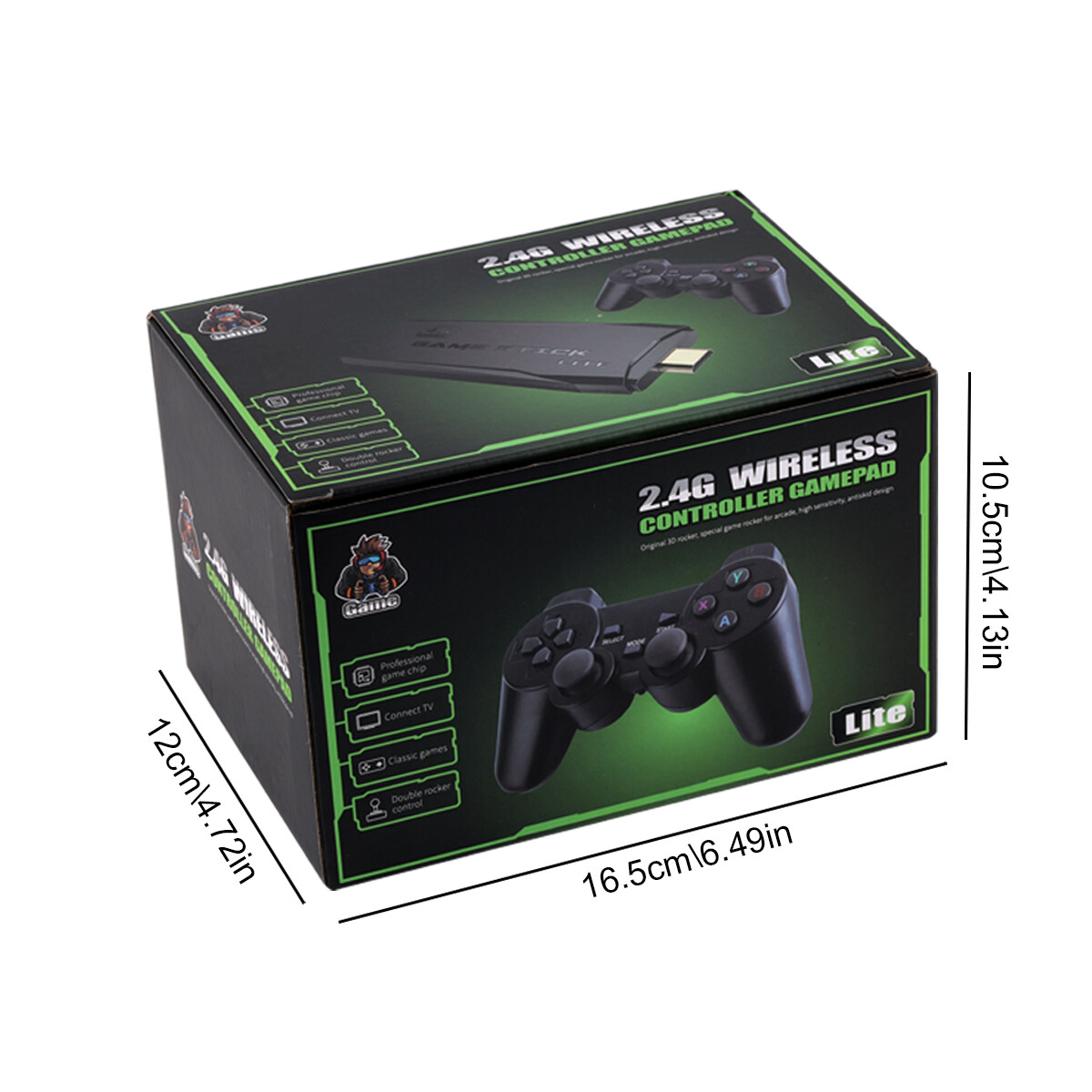 4K HDMI Wireless Video Game Console Retro 20000+Games TV Stick 64G+2 Controllers