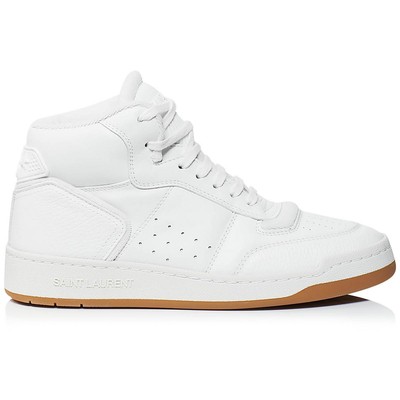 Pre-owned Saint Laurent Womens Faux Leather Lifestyle High-top Sneakers Athletic Bhfo 8022 In White/white