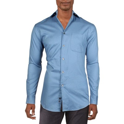 

Мужская синяя рубашка на пуговицах Calvin Klein 15 с длинными рукавами  BHFO 4417, Джинса