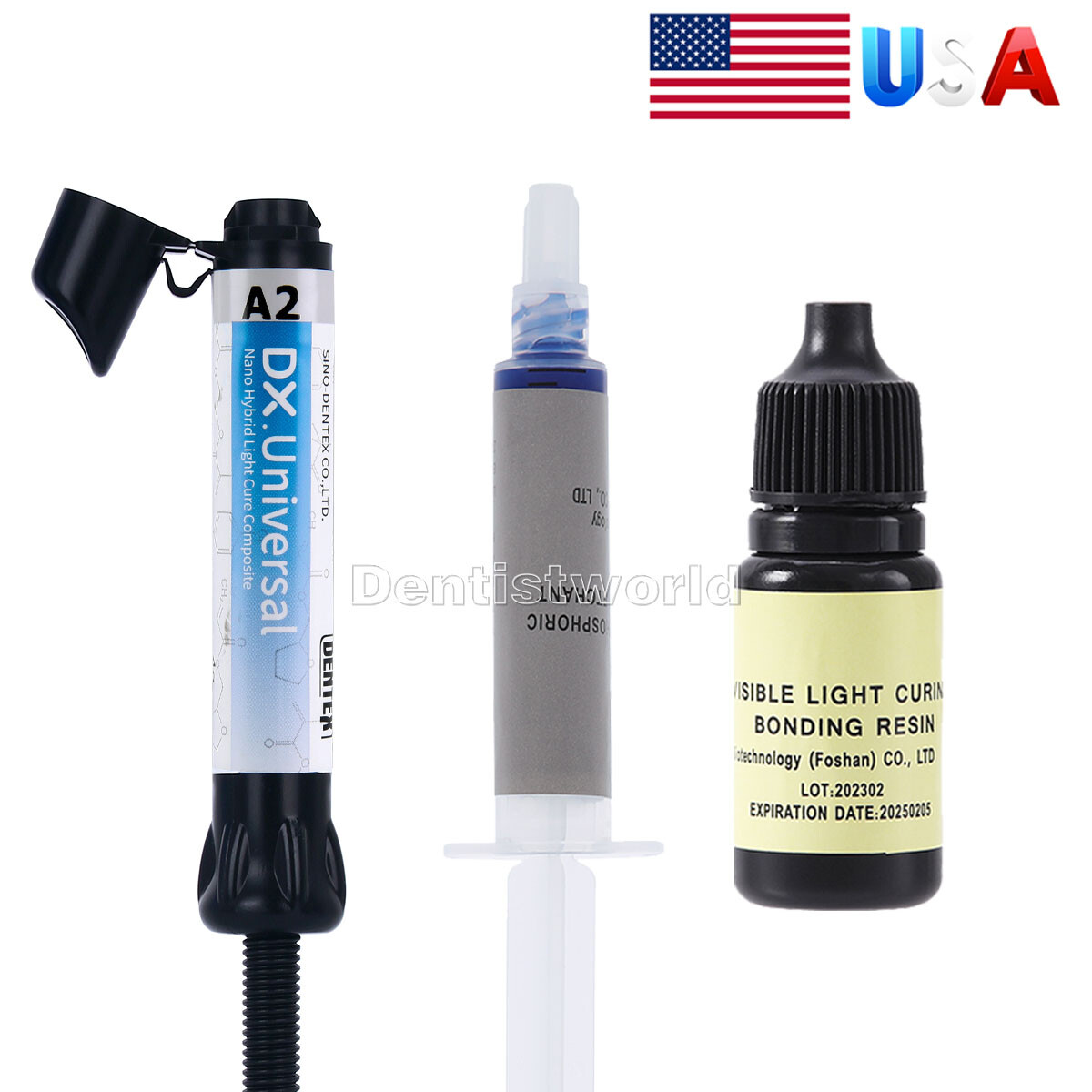 Dental curado por luz resina compuesta A2/unión adhesiva Bond/Acid Etching Gel