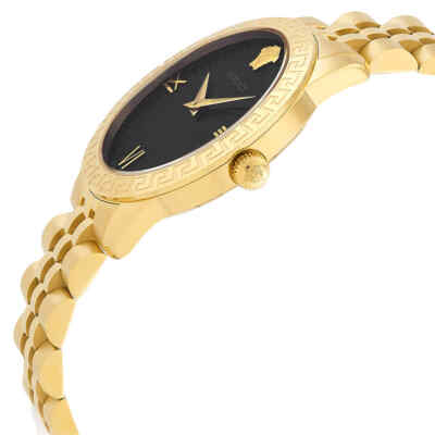 Pre-owned Versace Greca Signature Black Dial Ladies Watch Vevc01121