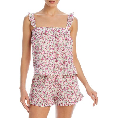 Женская пижама Aqua Womens из 2 предметов с цветочным принтом, короткий комплект одежды для отдыха BHFO 6446
