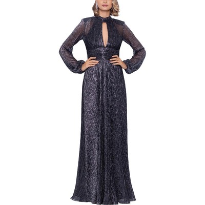 Женское длинное официальное вечернее платье Betsy & Adam черного цвета металлик, 6 BHFO 5780