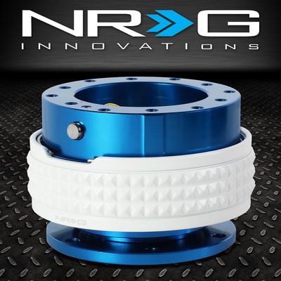 NRG 6-BOLT ALUMINUM STEERING WHEEL QUICK RELEASE GEN 2.1 BLUE/GLOW IN DARK RING