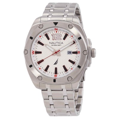 Мужские часы Nautica Tin Can Bay с белым циферблатом NAPTCS221