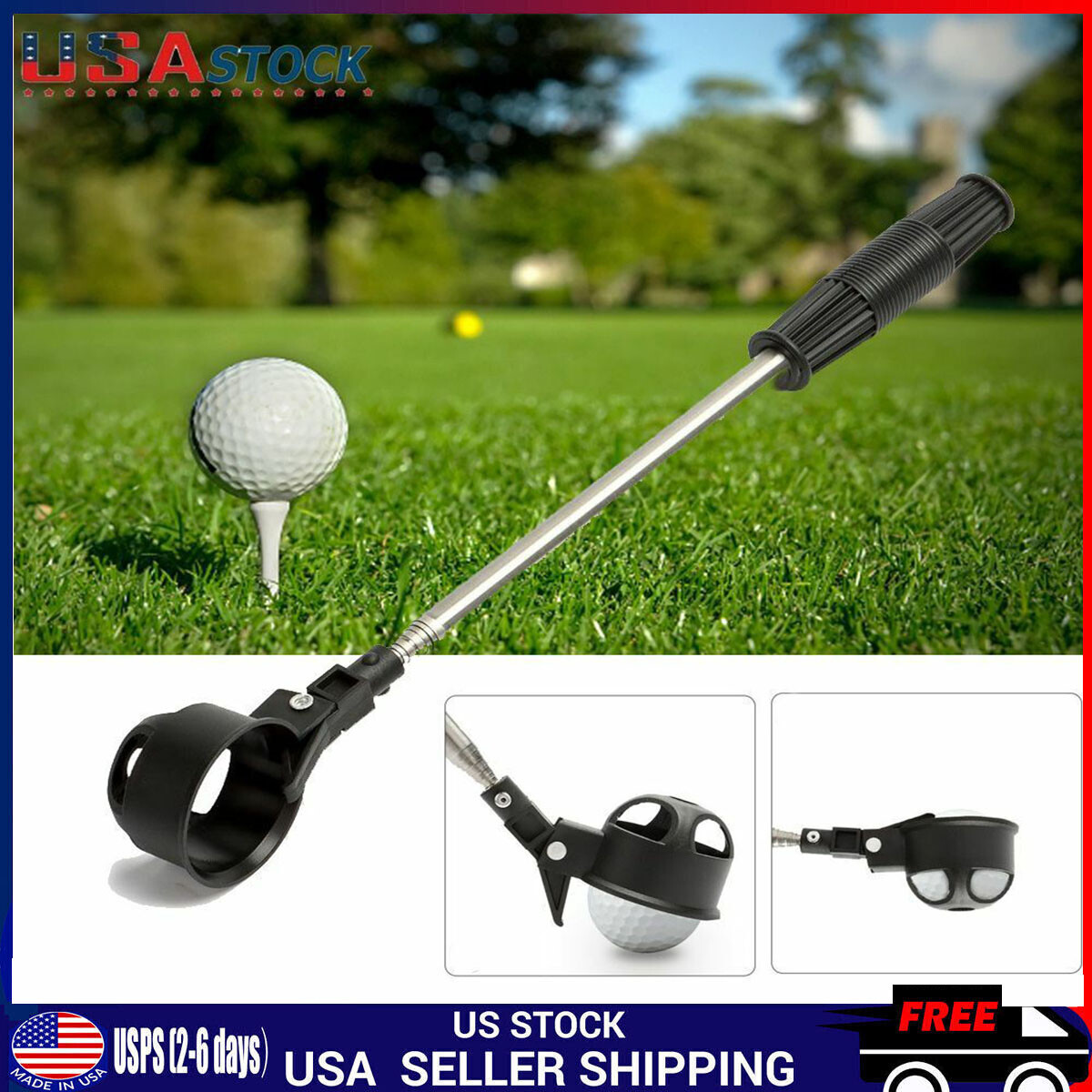 Ball Retriever Telescopic Golf Ball Stainless Steel Practical Picker for Golfer