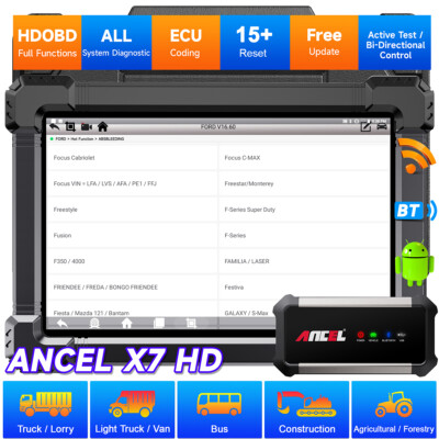 ANCEL X7 HD Heavy Duty Truck Scanner All System Diagnostic Tool Oil DPF SRS ABS