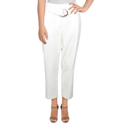 DKNY Женские белые вечерние брюки до щиколотки с высокой талией, 14 BHFO 7821