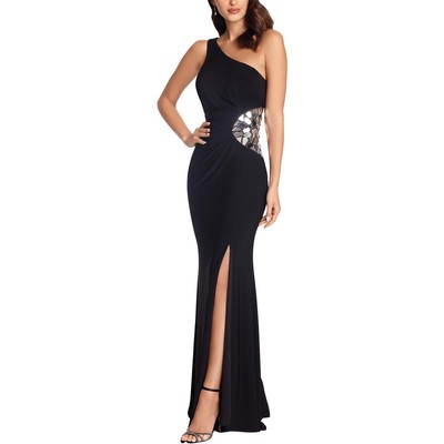 

Женское вечернее платье Xscape Black Broken Mirror на одно плечо  BHFO 1975, Black/silver