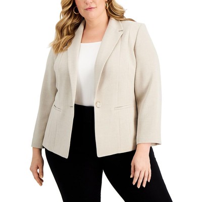 

Женский бежевый блейзер на одной пуговице Kasper со швами плюс  BHFO 5638, Summer straw