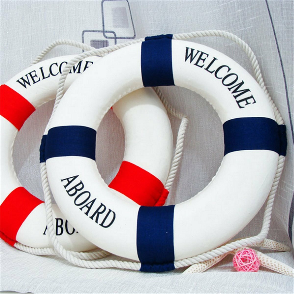 Salvagente Welcome Aboard Decorativo Decorazione 25cm Marino Casa Arredament moc
