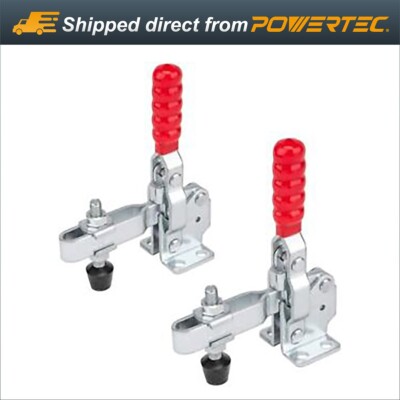 POWERTEC Quick Release Toggle Clamp (Vertical) w Rubber Pressure Tip,2PK (20335)