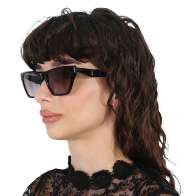 Pre-owned Saint Laurent Grey Gradient Cat Eye Ladies Sunglasses Sl M103 001 58 In Gray