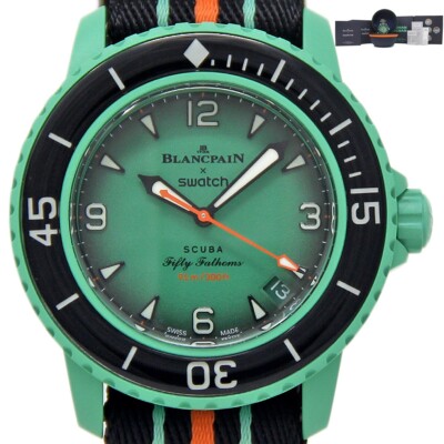 Swatch X Blancpain Bioceramic Scuba Fifty Fathoms Green Indian Ocean -New BP2