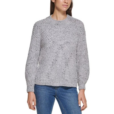 

Женский серый синельный пуловер с круглым вырезом Calvin Klein, топ  BHFO 7098, Heather granite