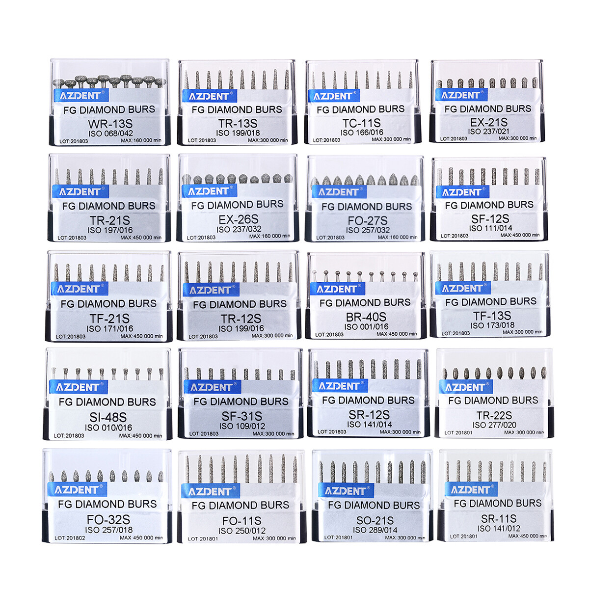 AZDENT Dental Diamond FG Burs High Speed Handpiece Bur Super Coarse Drill 20Size