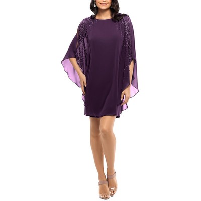 X by Xscape Женское фиолетовое шифоновое платье-футляр с накидкой-мини Petites 12P BHFO 7317