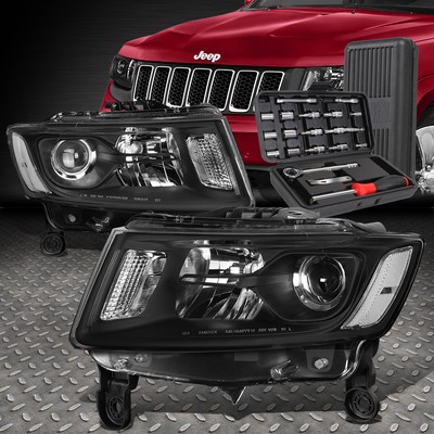 ДЛЯ 14-16 GRAND CHEROKEE ЧЕРНЫЙ КОРПУС ПРОЗРАЧНАЯ БОКОВАЯ ФАРА ПРОЕКТОРА + НАБОР ИНСТРУМЕНТОВ