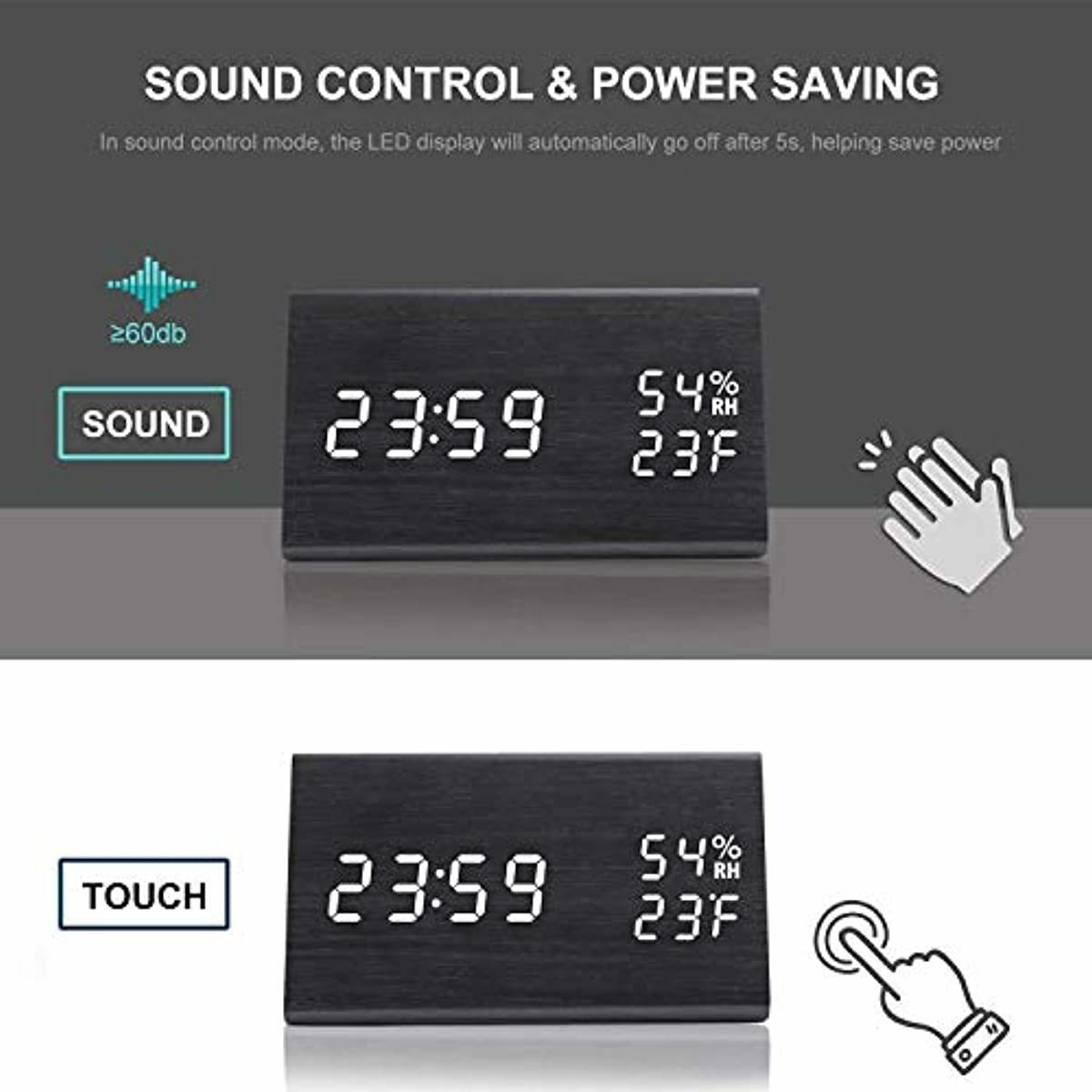 Small Alarm Clock for Bedroom Little Bedside Compact Bed Room Nightstand Digital