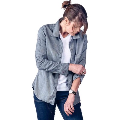 

Рабочая рубашка «ласточкин хвост» Gives Workwear — женская, Indigo stripe