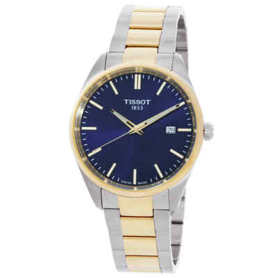 Мужские двухцветные кварцевые часы Tissot PR 100 с синим циферблатом T1504102204100