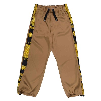 Pre-owned Versace Men's Black And Gold Barocco Print Track Pants In Multicolor