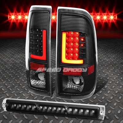 ПРОЗРАЧНАЯ ЛИНЗА 3D LED КРАСНАЯ L-ОБРАЗНАЯ ПЛАНКА ЧЕРНОГО ЗАДНЕГО ФОНАРЯ + 3-Й СТОП-СИГНАЛ ДЛЯ 97-03 F150/F250