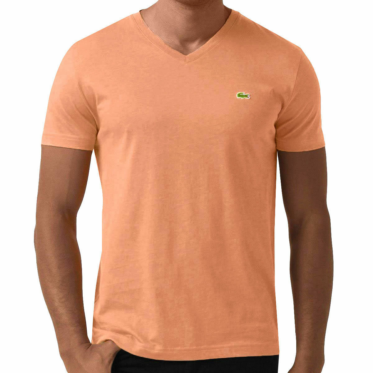 

НОВАЯ МУЖСКАЯ СПОРТИВНАЯ ФУТБОЛКА LACOSTE ПРЕМИУМ PIMA ИЗ ХЛОПКА С V-ОБРАЗНЫМ ВЫРЕЗОМ ФУТБОЛКА ТЫКВЕННО-ОРАНЖЕВАЯ, Pumpkin