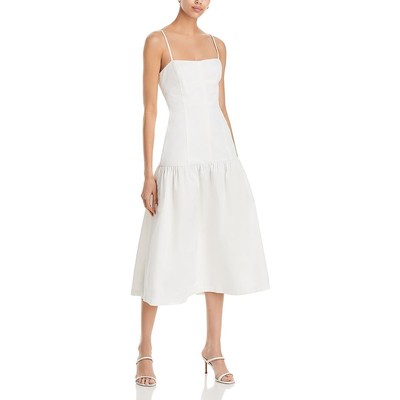 Женское белое повседневное платье миди с заниженной талией на регулируемых бретелях Aqua Womens XL BHFO 7390