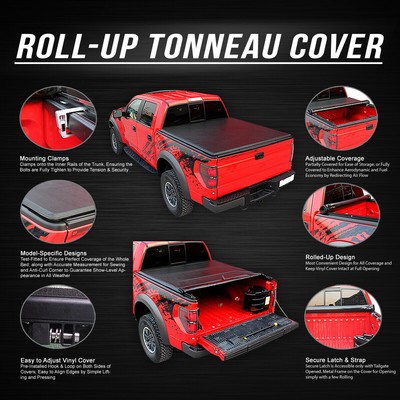 FOR 1994-2003 CHEVY S10/GMC SONOMA FLEETSIDE 6FT BED SOFT ROLL-UP TONNEAU COVER