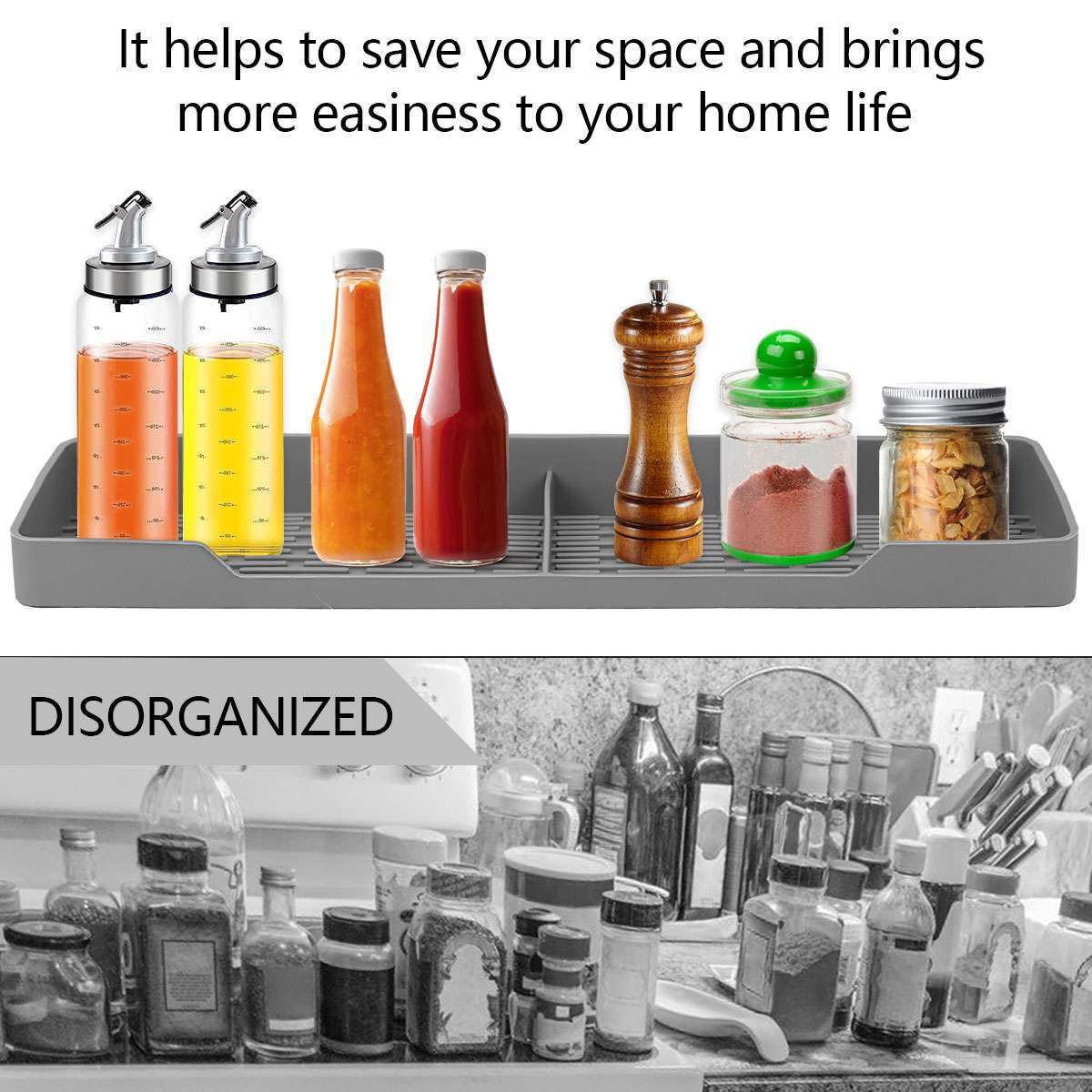 Magnetic Over The Stove Top Kitchen Shelf Non-Slip Silicone Spice Storage Rack